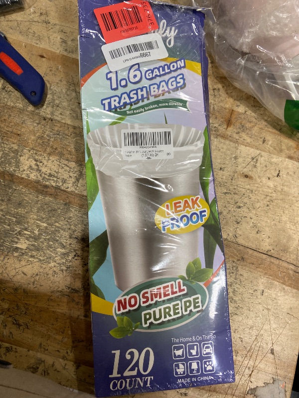 Photo 1 of 1.6 Gallon 120 pcs (Fit 1.3-1.6 Gal)Small Clear Trash Bags, Strong 1.3 Gallon1.5 Gallon 1.6 gallons Garbage Bags, Bathroom Trash Can Bin Liners, Mini Bags for Office, Waste Basket Liner,Fit 5-6 Liters