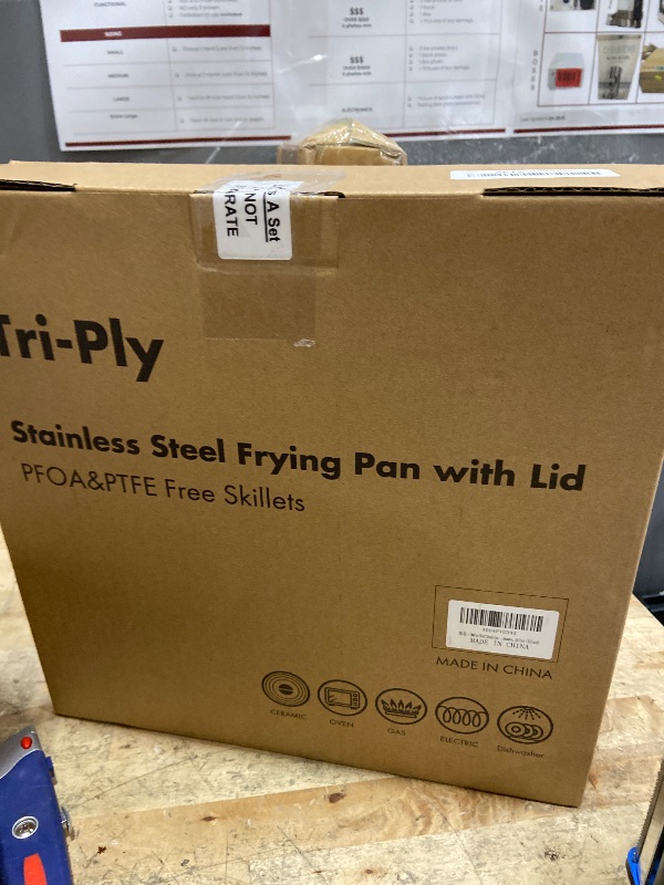 Photo 1 of 12 Inch Tri-Ply Stainless Steel Frying Pan, Frying Pan with Lid, PFOA/PTFE Free Skillet, Induction Cooking Pans, Dishwasher & Oven Broiler Safe 600F, Professional Cookware, Heavy Duty & Even Heat