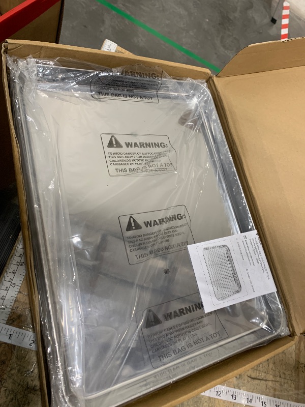 Photo 1 of 12 Pcs Baking Sheet Set, HKJ Chef Nonstick Stainless Steel Cookie Sheet Baking Pan and Baking Tray for Oven, Size 16 x 12 x 1 Inch, Non Toxic & Easy Clean & Heavy Duty