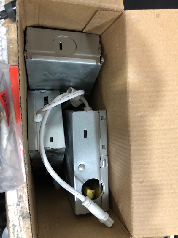 Photo 1 of ***POWER SUPPLY ONLY*** Amico 6 Pack 6 Inch 5CCT Ultra-Thin LED Recessed Ceiling Light with Junction Box, 2700K/3000K/3500K/4000K/5000K Selectable, 12W Eqv 110W 1050LM Brightness Dimmable Canless Wafer Downlight, ETL & FCC