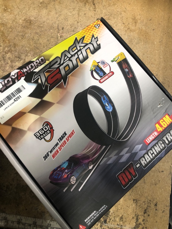 Photo 1 of 15 Ft Flexible Race Car Track (Daytona Blue) for Kids,Flex Track Starter Set Compatible with Hot Wheels and Diecast 1/64th Cars,Portable Racetrack Roll Up Race Track with 4 Racecars and Suction Cups