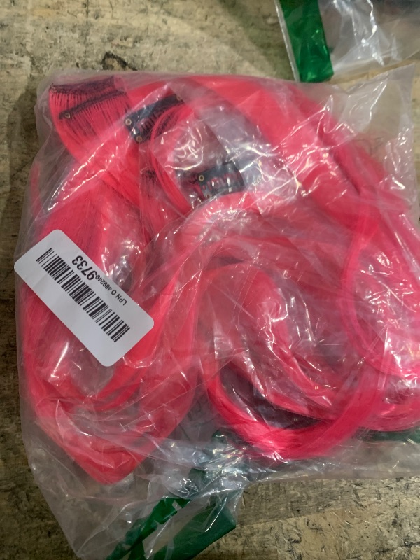 Photo 1 of 12PCS Colored Hot Pink Hair Extensions - Straight Multicolor Clip In - 20 Inch Rainbow - Kids/Women's Gifts - Halloween/Christmas Parties - Highlights