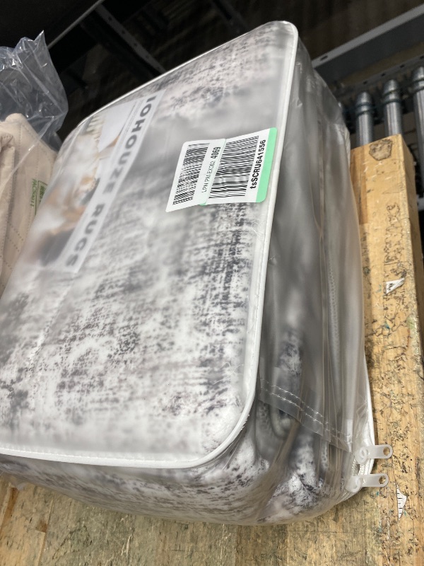 Photo 2 of IOHOUZE Abstract Runner Rug 3x16 Ft Long Washable Runners for Hallways, Non Slip Kitchen Runner Printed Faux Wool Entryway Runner Indoor, Modern Abstract Floor Carpet for Hall Stair, Black Grey