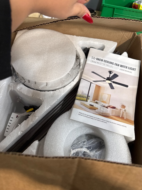 Photo 1 of (missing pieces) FUMLTP 56inch Ceiling Fans with Lights and Remote/App Control, DC Reversible Motor, Noiseless, Dimmable