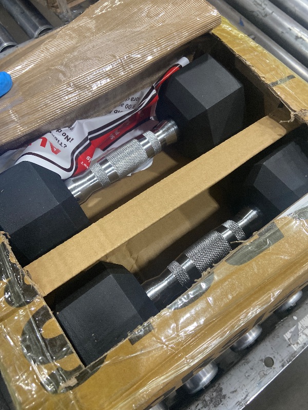 Photo 1 of *** PARTIAL SET - ONLY INCLUDES TWO PAIRS OF WEIGHTS *** Cap Barbell 150 LB Rubber Coated Hex Dumbbell Hand Weight Set with Vertical Storage Rack - Chrome Handle | Black Rack PART B