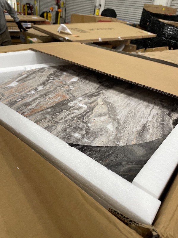 Photo 1 of (not real marble) Round Coffee Table Living Room Table - Modern Faux Marble Design with Wood Accents in Grey,No Assembly Required - Ready to Use,Space-Saving