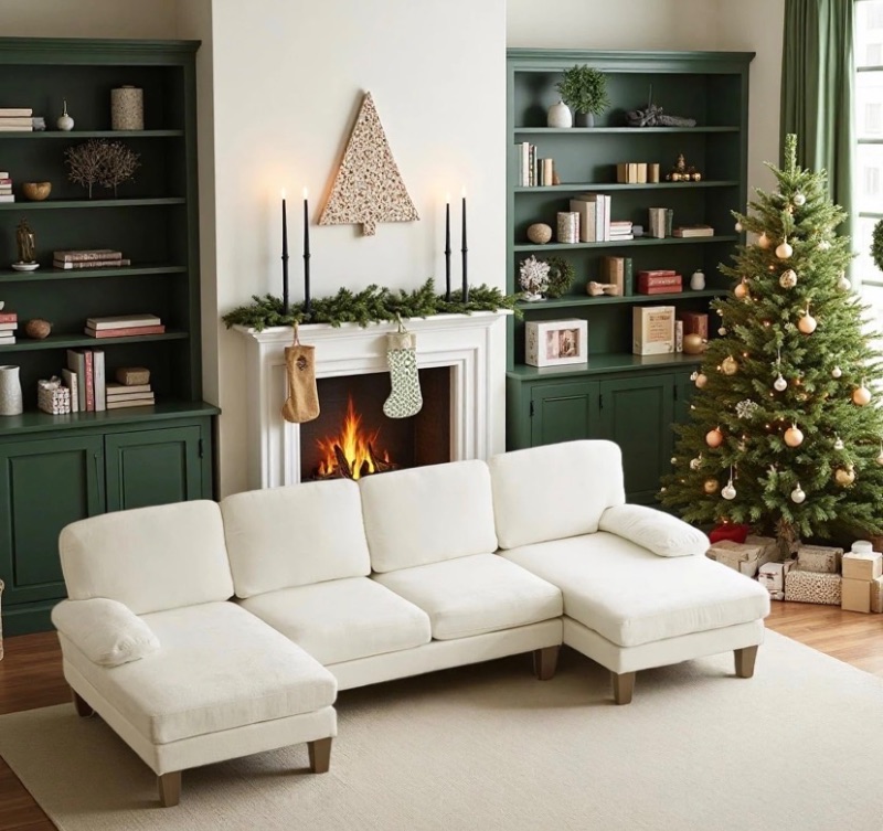 Photo 1 of *** PARTIAL SET - BOX 2 OF 2 ONLY - MISSING BOX 1 OF 2 *** VINGLI 110" Sectional Couches for Living Room,U Shaped Couch with Double Chaise, 4-Seat Sofa Set with Chenille Fabric for Home Furniture GRAY BOX 2 of 2 MISSING BOX 1