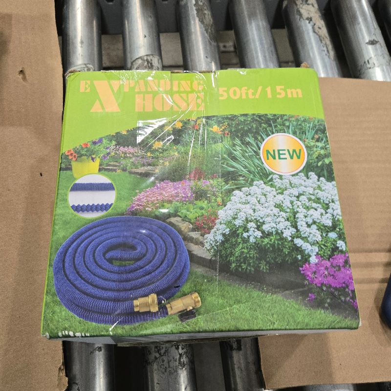 Photo 1 of ***(HEAVILY USED/ UNTESTED)***50ft Garden Hose - Water Hoses w/10 Function Spray Nozzle, 2025 New Superior Strength Flexible Hose, 3/4" Brass Connectors- Leakproof Lightweight Water Pipe for Gardening(Blue Black)