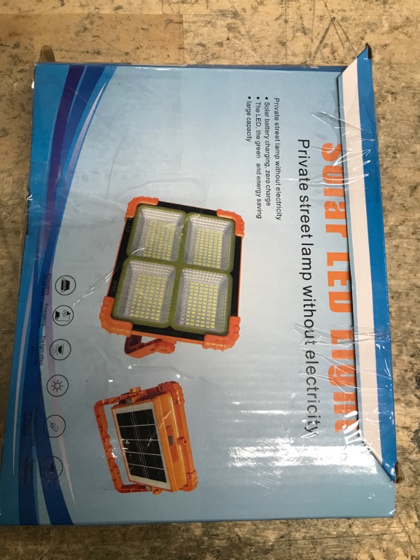 Photo 1 of 100W LED Solar Work Light, 466 LED 10000LM Magnetic Worklight with 5 Modes, 12000mAh Battary Rechargeable, IP66 Waterproof Portable Solar Outdoor Working Light for Emergency, Repair, Camping