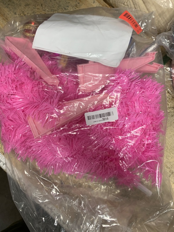 Photo 1 of [ 12 Modes & Remote Control ] SURCVIO 3 Ft Christmas Tree with Timer 50 Four Color LED Lights DIY 15 Ball Ornaments Star Artificial Xmas Tree Indoor Outdoor Home Holiday Decorations (Pink)