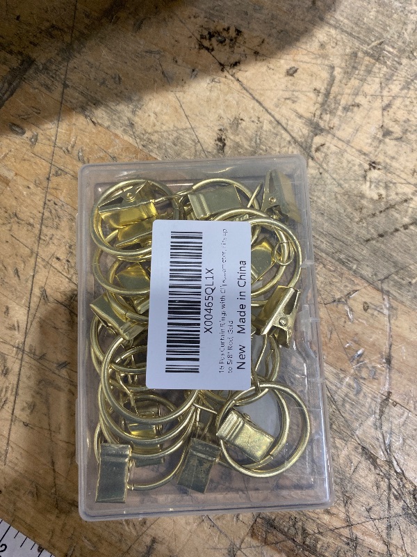 Photo 1 of 16 Pack Curtain Rings with Clips, Window Clip Rings Curtain Hooks Hangers Clip Rings for Hanging Drapery Drapes Bows, Mini 1 Inch Diameter, Fits up to 5/8" Rod, Gold