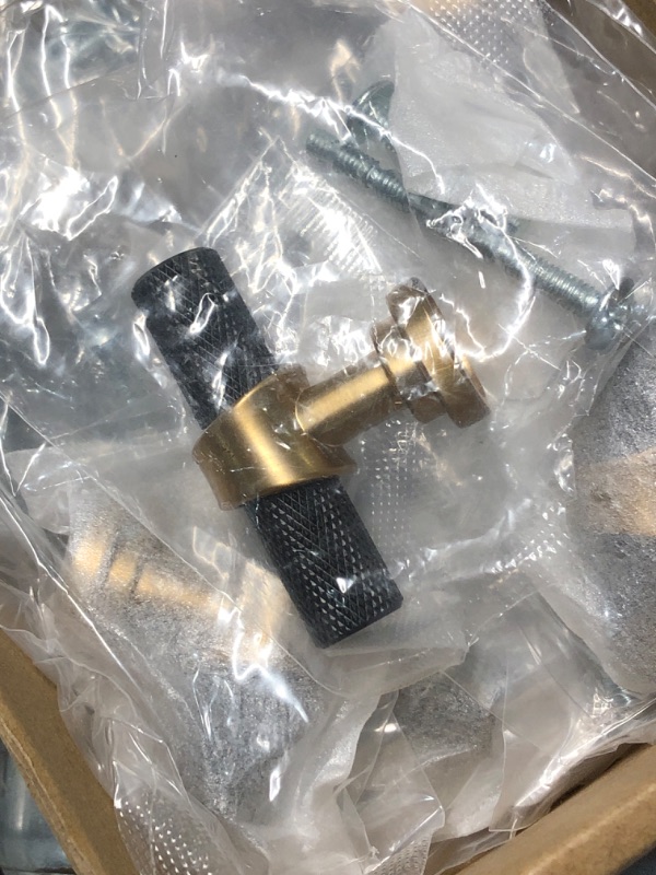 Photo 1 of (used)(see images) Guoharda 12 Pack 3 3/4 Inch 96 mm Knurled Cabinet Handles Cabinet Pulls Aluminum Handles Pulls Gold and Black Oxidation