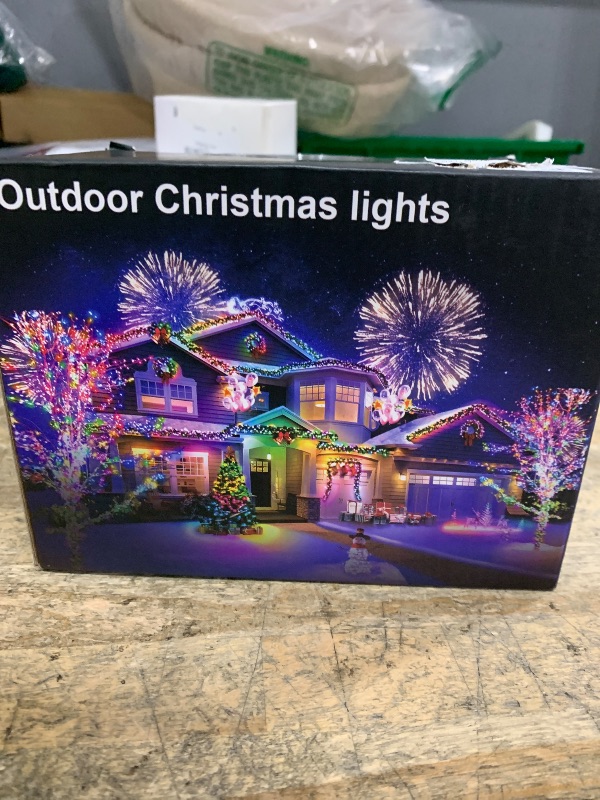 Photo 1 of ***UNTESTED*** ROSCOO 300 LED String Lights Outdoor, 100FT Multicolor Christmas Lights for Outside with Remote, Timer Memory Function, 8 Modes Waterproof Fairy Lights Plug in, for Xmas Tree Bedroom Patio Party