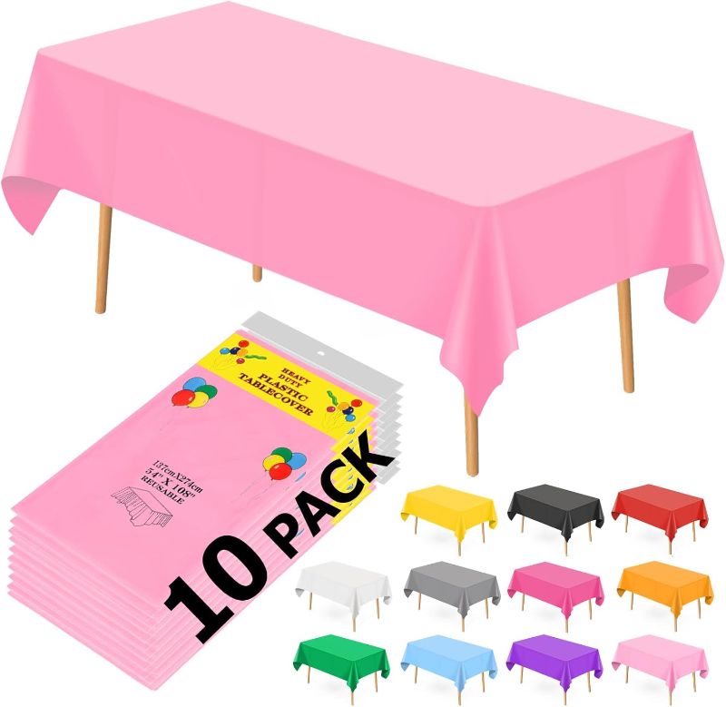Photo 1 of Tablecloths for Rectangle Tables, Pink Table Cover for Christmas Party, Birthday Party, Wedding Decorations