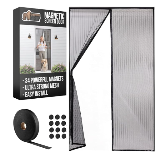 Photo 1 of ***PHOTO FOR ITEM REFERENCE/ NOT SAME BRAND*** GORILLA GRIP Magnetic Screen Door, Hands Free Mesh Curtain Keeps Bugs and Mosquitos Out, Automatic Magnet Closure, Heavy Duty Patio Sliding Dog Doors Cover, Window Screens Protector, Black 38Wx84H