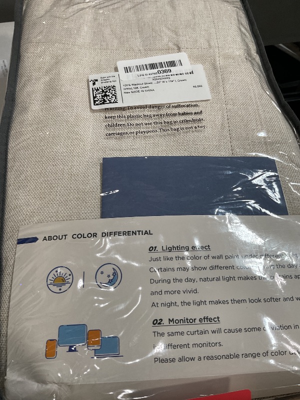 Photo 1 of 100% Blackout Shield Linen Blackout Curtains for Bedroom 108 Inches Long, Back Tab/Rod Pocket Living Room Drapes, Thermal Insulated Blackout Curtains 2 Panels Set, 50" W x 108" L,Cream