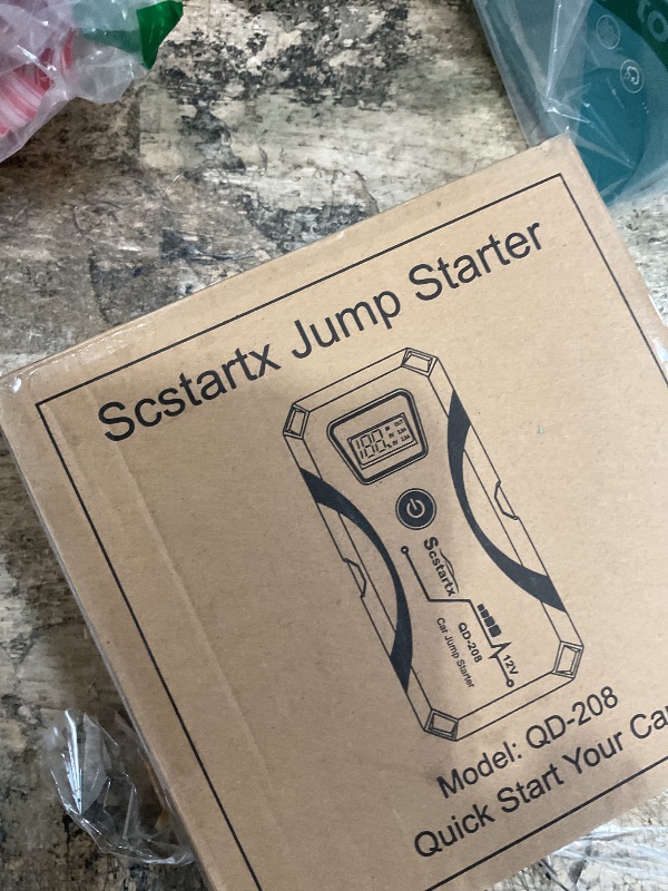 Photo 1 of Scstartx 208 Car Battery Jump Starter, Portable Power Battery Pack 2000A Peak 12V Jump Box for Motorcycle Up to 7L Gas & 4L Diesel 3 Modes Flashlight and Safety Jumper Clamps