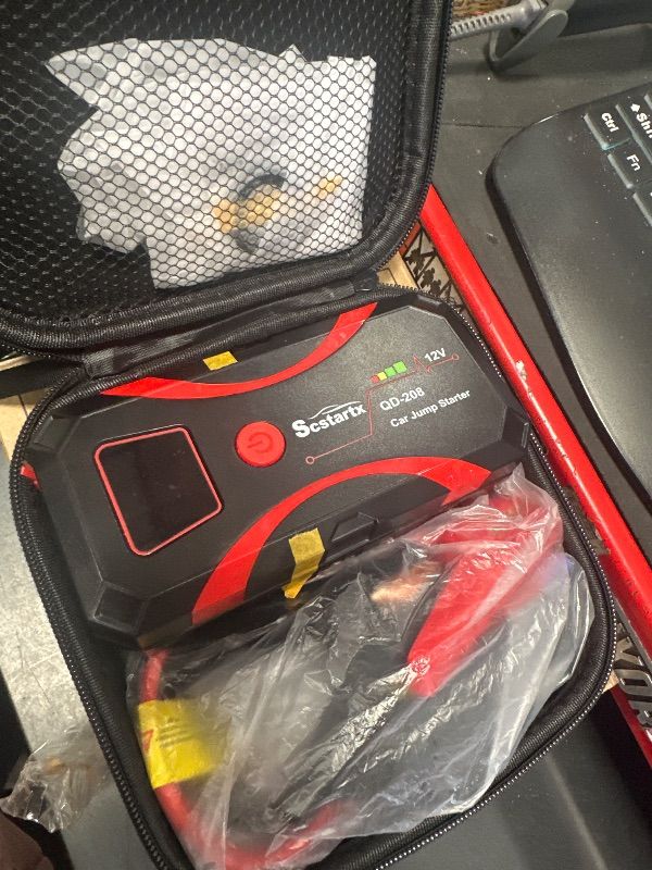 Photo 3 of Scstartx 208 Car Battery Jump Starter, Portable Power Battery Pack 2000A Peak 12V Jump Box for Motorcycle Up to 7L Gas & 4L Diesel 3 Modes Flashlight and Safety Jumper Clamps