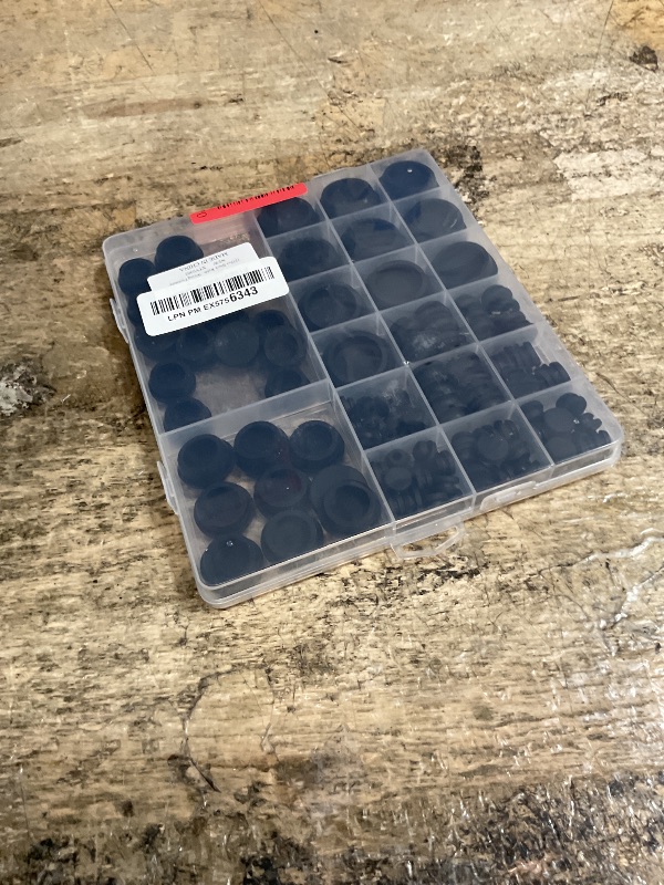 Photo 1 of 125Pcs Black Rubber Plug Box, Various Sizes of Round Hole Silicone Tool, Rubber Plugs for Round Holes, Silicone Plugs Suitable for Car Wiring Furniture