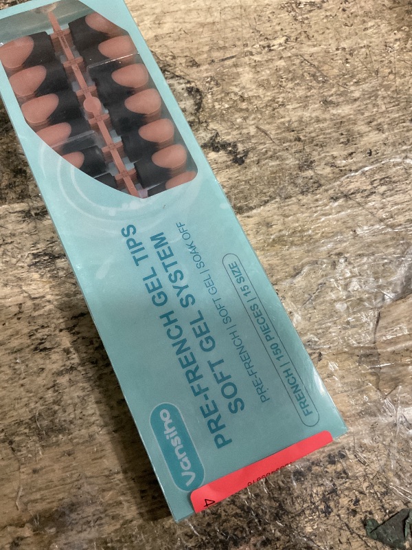 Photo 1 of 150Pcs Black French Gel Nail Tips, Vansiho Long Square Nail Tips, Pre-French Tips Press on Nails Brown, Fake Nails for Nail Art DIY 15 Sizes