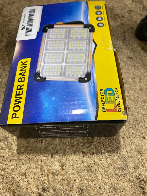 Photo 1 of 120W Solar Rechargeable Work Light, 144 LED 10000LM Portable Flood Light with Stand, IP66 Waterproof 4 Modes LED Job Site Lighting Flashlights for Mechanic Camping Fishing Car Repair