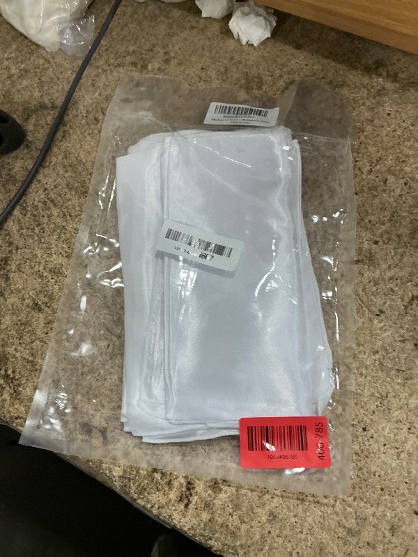 Photo 1 of 10 Pack Satin Cloth Napkins, White, 17"x17" Square Shiny & Luxurious Silk-Like Finish, Thin & Lightweight for Elegant Dining, Wrinkle-Free, Washable & Reusable for Wedding, Party, Restaurant