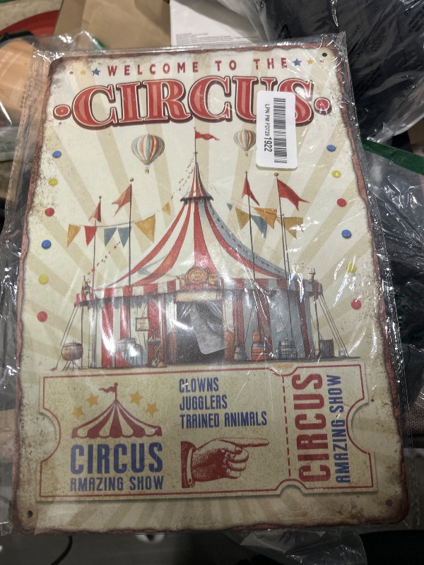 Photo 1 of **BENT*** Circus Welcome Sign Circus Amaing Show Decorative Wall Art Decor Vintage Metal Tin Sign Poster for Wall Decoration Gift 8 x 12 Inch