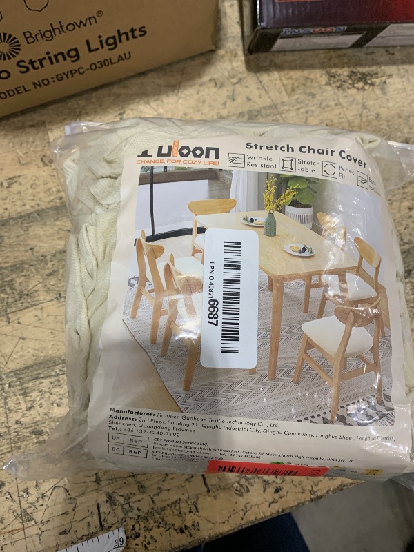 Photo 1 of ***NOT WATERPROOF*** Smiry Waterproof Seat Covers for Dining Room Chairs Set of 4, Stretch Jacquard Removable Washable Chair Seat Slipcovers Protector, No Rear Covers, Beige