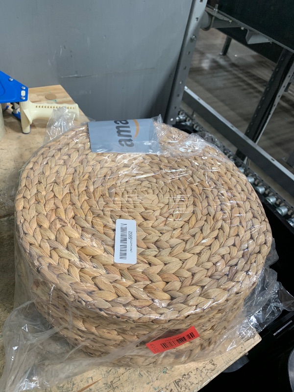 Photo 1 of 10 Pack, Round Woven Placemats, Natural Water Hyacinth Place mats, Braided Straw Table Mats for Dining Table, Christmas Placemats (13.8 inch)