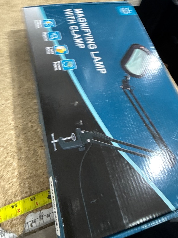 Photo 1 of 10X Rectangle Magnifying Glass with Light and Clamp, 5 Color Modes Stepless Dimmable, Lighted Magnifier with Stand Hands Free, Flexible Swing Arm LED Desk Lamp for Close Work, Craft, Reading, Painting