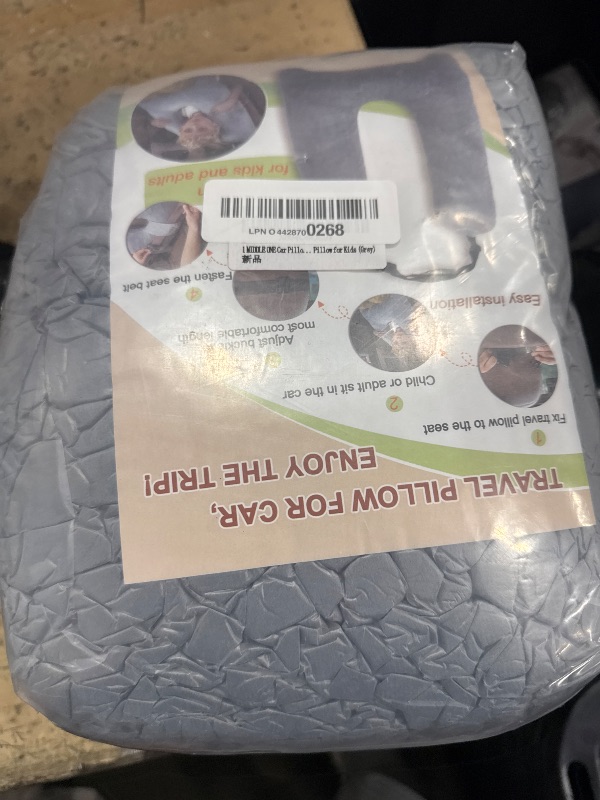 Photo 1 of 1 MIDDLE ONE Car Pillow for Kids, Memory Foam Travel Pillow for Car and Adults, Kid Travel Pillow for Sleeping on Road Trip, Small Body Pillow for Kids (Grey)