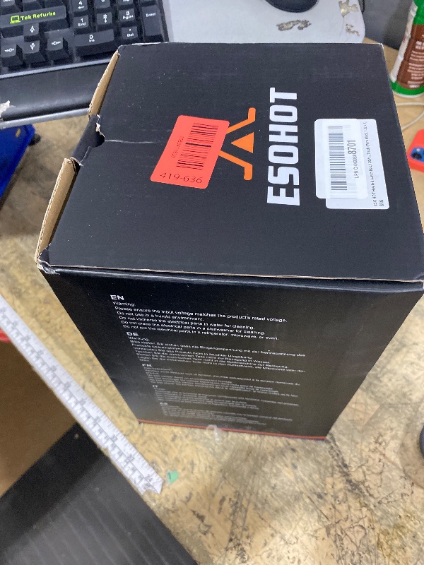 Photo 1 of ***FLAP TO HOLD DOWN LID IS DAMAGED (BROKEN)**** ESOHOT Heated Lunch Box,120W Electric Lunch Box for Adults with 1.5L 304 Stainless Steel Container, 12V/24V/110V Lonchera Eléctrica Portátil for Travel,Work,Car,Truck (Pure Black, 1.5L x 4)