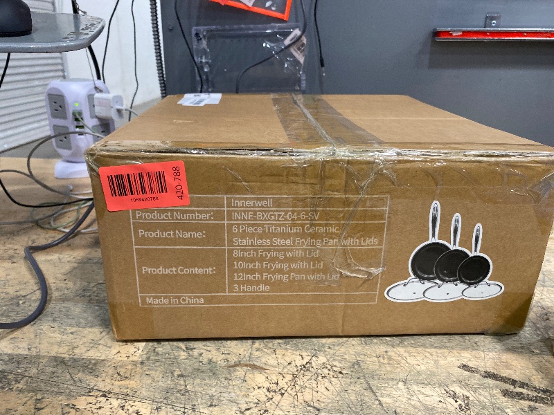 Photo 1 of Innerwell Nonstick Titanium Ceramics Stainless Steel Frying Pan Set, 6 Pieces Nonstick Honeycomb Stainless Steel Frying Pan Set, Non Stick Egg Omelet Cooking Pan Set, Induction Compatible, PFAS Free