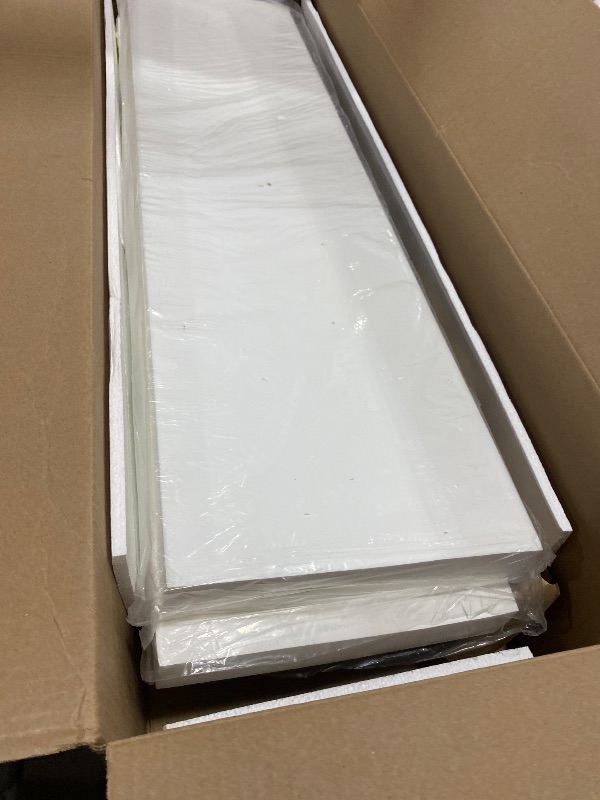 Photo 1 of 9.3 Inch Deep Floating Shelves, White Solid Wood Floating Shelf Wall Mounted, 36 x 9 Large Display & Storage Shelves for Books, Living Room, Bathroom, Rustic Wooden Wall Shelves, Heavy-Duty, Set of 2