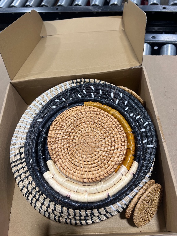 Photo 1 of Tatuo 11 Pcs Boho Wall Basket Decor Decorative Bulrush Woven Basket Wall Decor Art Round Farmhouse Hanging Baskets for Kitchen Rustic Home Summer Decorations, Multi Sizes(Classic)