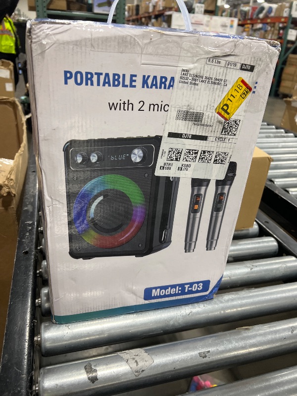 Photo 1 of VOSOCO Karaoke Machine, Portable Bluetooth Karaoke Speaker with 2 Wireless Microphones, PA System for Adults Kids with LED Lights & Echo Adjustment, Supports TWS/TF/USB/AUX for Home Party