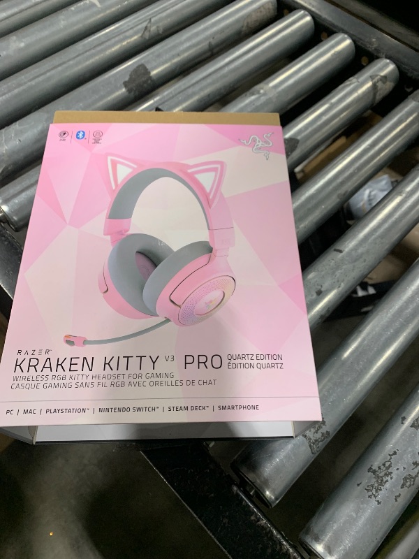 Photo 1 of Razer Kraken Kitty V3 Pro Wireless RGB Gaming Headset: Chroma RGB Kitty Ears - 2.4 GHz, Bluetooth 5.3, USB A - Super Wideband Mic - 40mm Drivers - THX Spatial Audio - Comfortable Ear Cushions - Pink