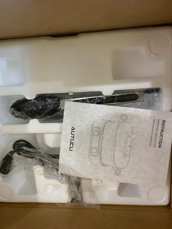 Photo 1 of 6-Quart Electric Skillet with Grill | Non-Stick PFOA-Free Ceramic-Coated Pot, 1600W, Timer & 3 Power Settings for Steak, Egg, Ramen (Includes Tongs) Pot & Grill