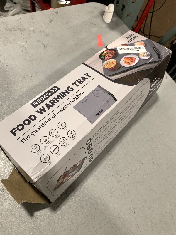 Photo 1 of Food Warming Mat with 3-Zone Heating Mode, Redagod Electric Warming Tray with 9 Temperature & 8 Timer Settings, Hook and Roll Up Storage, Portable Countertop Food Heating Mat for Home Daily Use, Blue