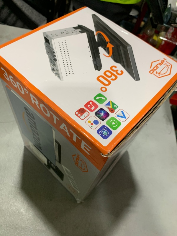 Photo 1 of 10.1" Rotatable Touch Screen Car Stereo Single Din - Android 13, Wireless CarPlay/Android Auto, 4-Core CPU, 2GB+32GB, GPS Navigation, Hi-Fi Sound, Bluetooth 4.2, AHD Backup Camera (Vertical Fit)