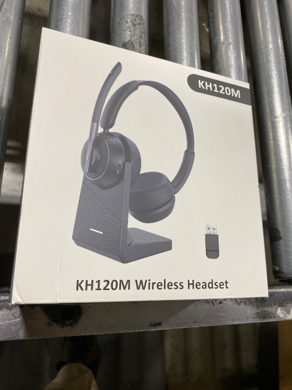 Photo 1 of (2025 Upgraded) Wireless Headset with Mic for Work, Bluetooth Headset with Noise Canceling Microphone with Dongle, Charging Base & Mic Mute, Wireless Headphones for Work from Home/PC/Computer