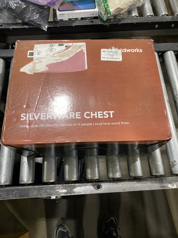 Photo 1 of boldworks Silverware Storage Box Silverware Chest Case for Silver Flatware with Lid Tarnish Proof Felt Lined Partition and Drawer Holds Service for 14 Includes Polishing Cloth