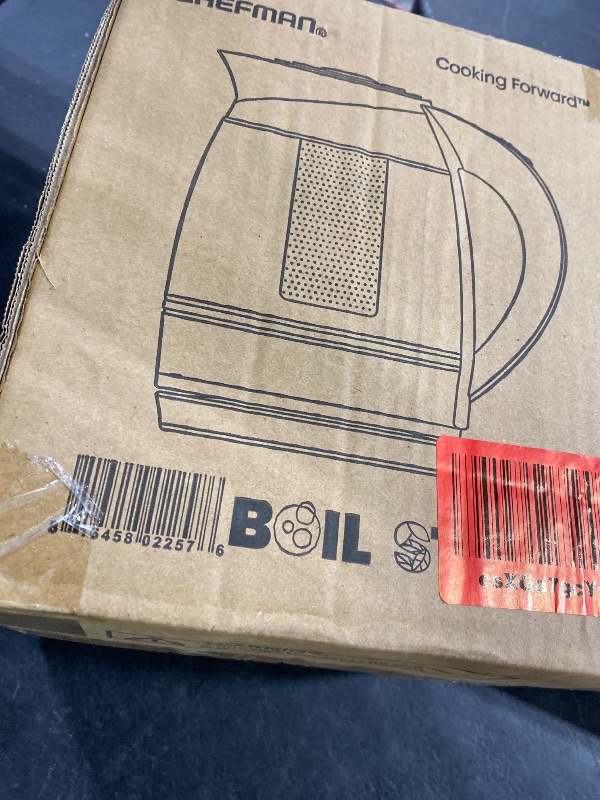 Photo 1 of Chefman Electric Kettle with Temperature Control, 5 Presets LED Indicator Lights, Removable Tea Infuser, Glass Tea Kettle & Hot Water Boiler, 360° Swivel Base, BPA Free, Stainless Steel, 1.8 Liters