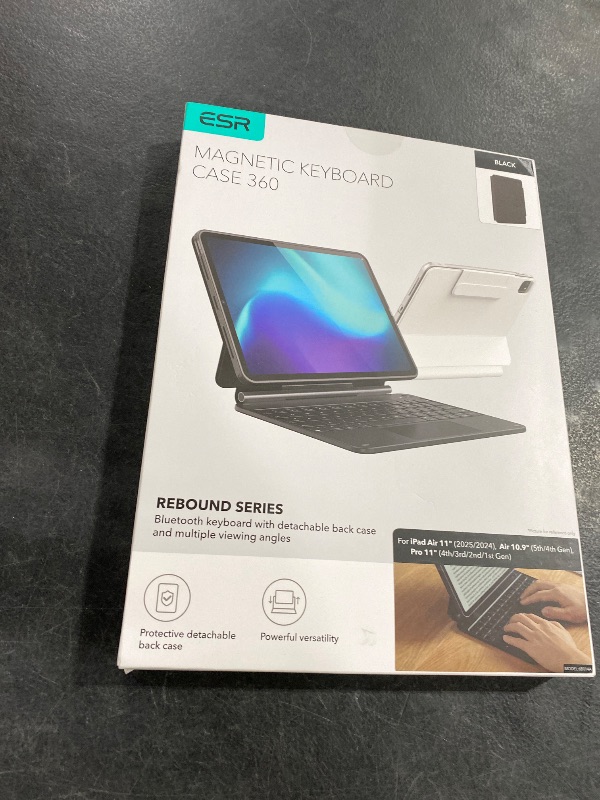 View 2 of ESR iPad Air 11 Inch Case with Keyboard (M3/M2, 2025/2024) & iPad Pro 11/Air 5th/4th Gen Keyboard, Easy-Set Magnetic Stand, Portrait/Raised Modes, with Removable Protective Case, Black