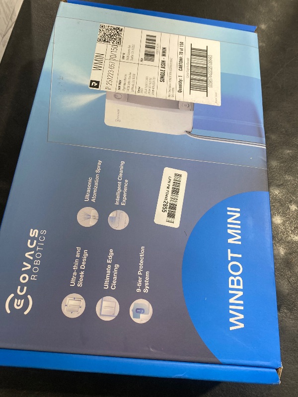 Photo 1 of ECOVACS WINBOT Mini Window Cleaning Robot - Compact Design, Dual Nozzles with Ultrasonic Spray, 9-Stage Protection System, Intelligent Path Planning, 3 Cleaning Modes, Anti-Slipping System