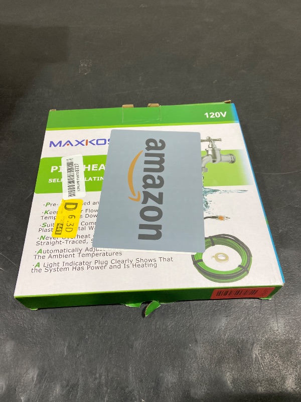 Photo 1 of MAXKOSKO 12 Feet Pipe Heat Cable for Water Pipe Freeze Protection, Self-Regulating Heat Tape for Metal And Plastic Home Pipes, Anti-Freeze Pipe Heating Trace System 120 V