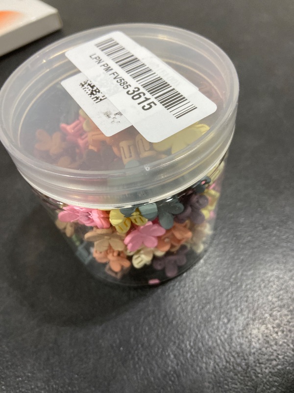 Photo 1 of 100Pcs Colorful Mini Flower Hair Clips, TEBIEKOY Small Hair Clips Mini Claw Clips Cute Jaw Clips Hair Pins Hair Barrettes Hair Accessories for Women Teens