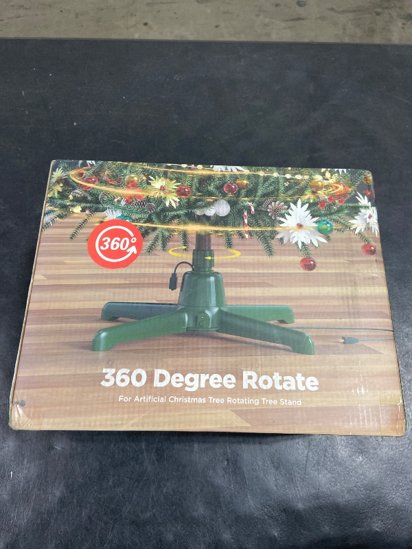 Photo 1 of (2025 Upgrade) Rotating Christmas Tree Stand with Remote Control, Stable 360 Revolving Tree Base Stand, Up to 7.5ft 90lb. Adjustable Christmas Tree Holder for Xmas Tree, Artificial Tree (Green)