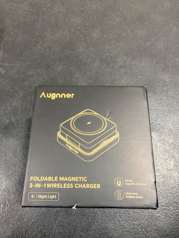 Photo 1 of ?2026 Upgraded?Wireless Charger 3 in 1, Foldable Wireless Charging Station with Night Light for Apple MagSafe Charger, Travel Magnetic Charger Stand, Nightstand Fast 15W Charging Station (20W Adapter)