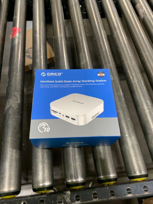 Photo 1 of ORICO MiniRaid 10-in-1 Docking Station with Dual-Bay M.2 NVMe/SATA SSD Enclosure for Mac mini M4 Pro, Raid 0/1/PM, USB C HUB with HDMI 4K@60Hz, 10Gbps, PD60W, SD/TF Slot, RJ45 for Creator-MR10 Pro